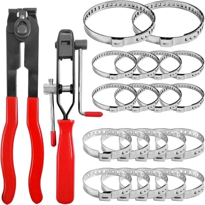Verstelbare RVS Slangklemmen Set met Klemmen en Klemgereedschap voor Auto Reparatie en Installatie, Duurzaam en Betrouwbaar