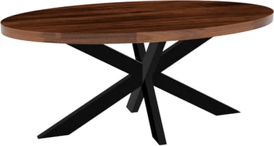 Eettafel ovaal mangohout 180cm James lichtbruin ovale industriële tafel duurzaam mango eetkamertafel