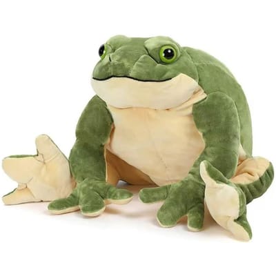 Peluche Grenouille Géante Créative Jouet en Peluche Doux Simulation Kawaii Grenouille Verte à Grands Yeux Décoration Oreiller Poupées Cadeaux Enfants 27cm