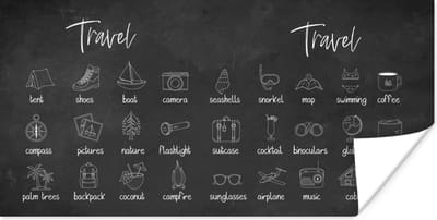 Poster Spreuken - Quotes - Travel - Zwemmen - Koffie - 120x60 cm