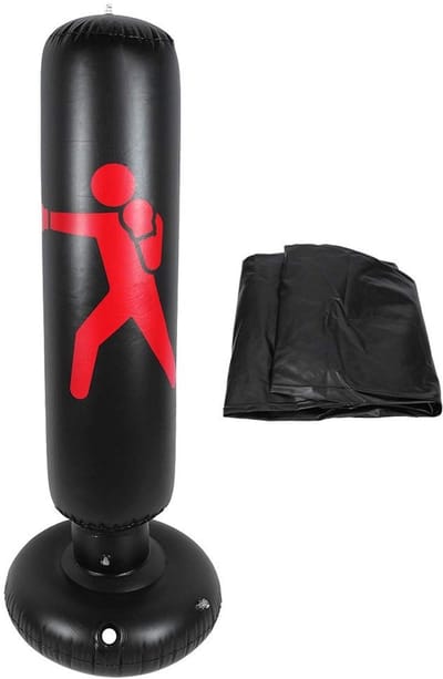Dailygoods- Opblaasbare Bokszak 160cm Hoog - Verdikte Basis 65cm - Vrijstaand - Fitness Hit Zandzak - Stabiel en Schokbestendig - Gemakkelijk Op te Blazen