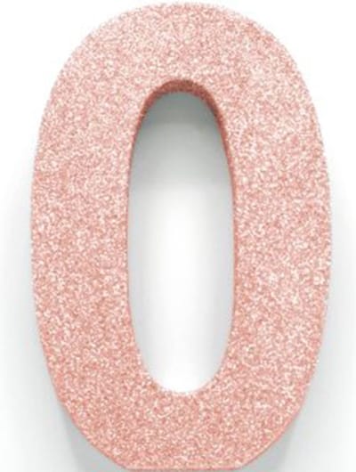 Tafeldecoratie verjaardag 0 rosegoud.