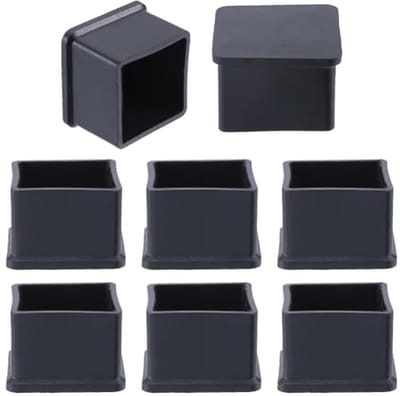 Zwarte vierkante stoelpootbeschermers 8 stuks voor 35 x 35 mm poten - vloerbeschermers voor houten en tegelvloeren
