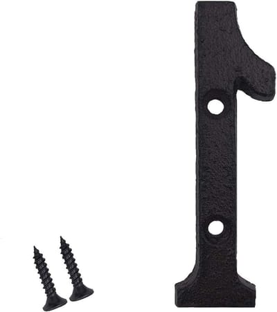 Huisnummer Gietijzer - Adresnummer Deur - Huis Markeren - Roestige Rustieke Afwerking - 3 inch Hoog - Zwart