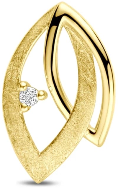 14K geelgouden hanger poli/mat diamant 0.02ct h si 15,5 mm - 4034619