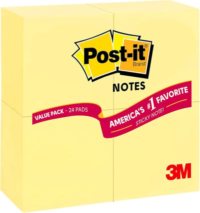 Grote Voorraad Post-its 76x76mm Geel - 24 Blokken Notitieblokjes met 90 Vel per Stuk