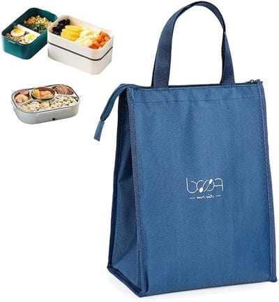Dailygoods - Opvouwbare koeltas, geïsoleerde lunchtas, picknickkoeltas, opvouwbare picknickhandtas, drie lagen dikke stof, voor het dragen van lunch op het werk, school, picknick, marineblauw