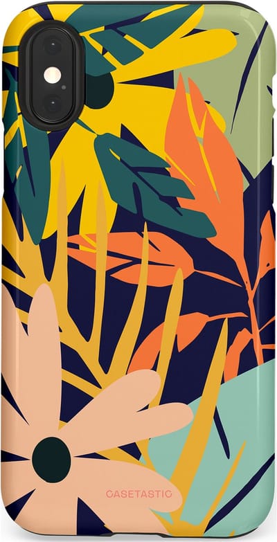 Casetastic Hoesje Geschikt voor Apple iPhone X/Xs - Stijlvolle Beschermende Duo-layer Case - Ruwe bloemen