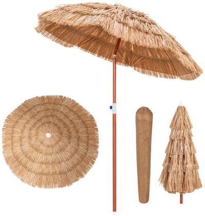 KOMFOTTEU Hawaï parasol - stroparasol van PP - stokparasol - kantelbaar 0-40° - met draagtas - voor tuin, terras en balkon - 155 x 194 cm