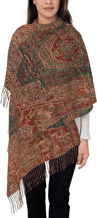 Dames Sjaal - Warme Wrap - Winterse Warmte - Met Franjes - 196x68cm - Antiek