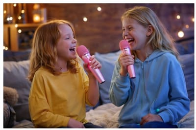 EISENZ Karaoke Speaker met 2 Microfoons – Draadloze Bluetooth Speaker voor Kinderen & Volwassenen – AUX / USB / TF Kaart – Draagbaar – EZ081 | Grijs Karaoke Set