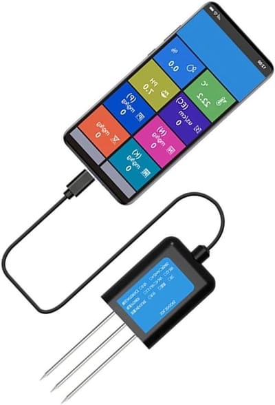 Bodem Sensor - Vochtmeter Temperatuurmeter - Planten Verzorgen - Real-time Gegevens - 14 x 6 x 4 cm - Zwart