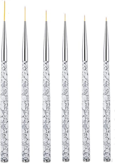 Professionele Nail Art Penseel Set met 6 Stukken voor UV Gel, Schilderen en Tekenen van Nagels - Fijne Penselen voor Nail Art Ontwerpen en Decoratie