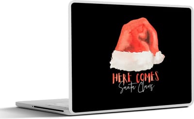 Laptop sticker - 10.1 inch - Kerst - Quotes - Here comes Santa Claus - Spreuken - 25x18cm - Laptopstickers - Laptop skin - Cover