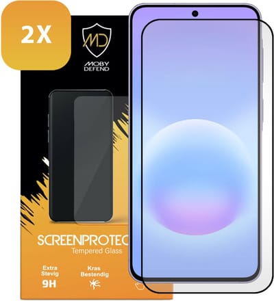 2-Pack MobyDefend Screenprotectors - Geschikt voor Samsung Galaxy A57 - Screensavers Met Zwarte Randen - Gehard Glas
