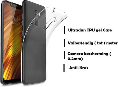 DrPhone Xiaomi Pocophone F1 TPU Hoesje – Slim fit Ultra Dun Premium Soft-Gel Case – Transparant