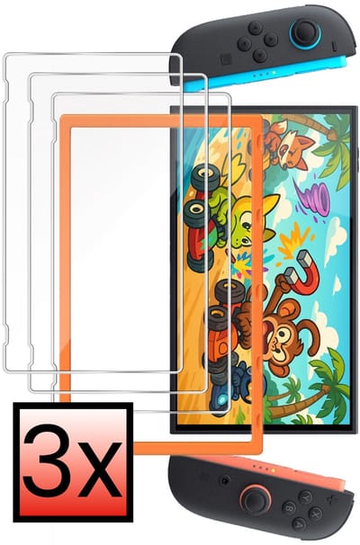 ScreenprotectorMet Montage Frame Geschikt voor Nintendo Switch 2 Bescherm Glas Screen Protector Met Installatie Kit - 3 PACK