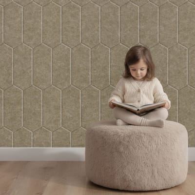 Wandpaneel vilt, hexagon, taupe – 2950 x 1200 mm | 9mm dik | Verbetert de akoestiek | Eenvoudige montage | Wanddecoratie