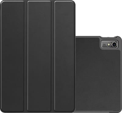 Hoes - Geschikt voor Lenovo Tab M10 5G - Dun & Stevig - Trifold Bookcase - Hard Cover - Hardcover Book Case - Tablet Hoesje - Zwart