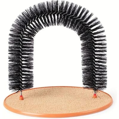 Kattenspeelgoed Boog Zelfverzorging Verwen Katachtige met Een Massage Verzorging Wrijfborstel met Krabmat Speelgoed voor Katten Interactief Speelgoed zwart