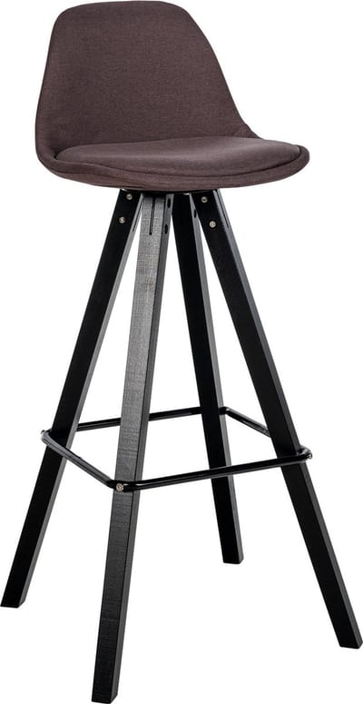 CLP Corbin Barkruk - Met rugleuning - Hout Vierkant frame - Stof - zwart/bruin
