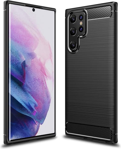 TPU Bescherm-Hoes Skin geschikt voor Samsung Galaxy S22 ULTRA - Zwart Carbon
