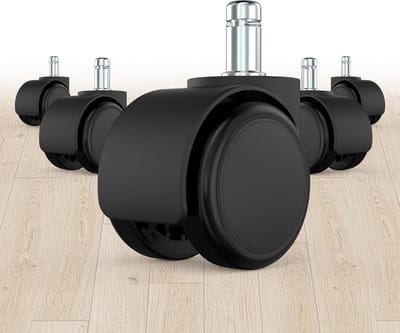 XXL Zwenkwielen voor Bureaustoel - 11 x 22 mm Plastic Zwart