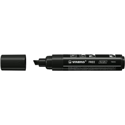 STABILO FREE - Acryl Marker - T800C - Schuine Punt - 4-10 mm - Zwart - per stuk