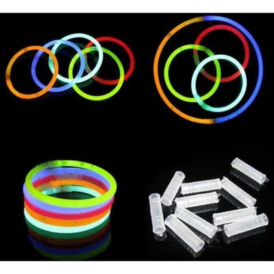 Bâton lumineux - ESTINK - 100 pcs - Brillant dans le noir - Couleurs mélangées - Connecteurs inclus blanc