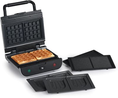 RWB® Wafelijzer met Verwisselbare Platen - Wafelijzer - Tostiijzer - Zilver - 29 x 26 x 12