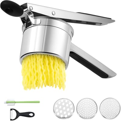 450ml van roestvrij staal, robuuste aardappelstamper met 3 verwisselbare schijven, keukengereedschap voor aardappelpuree, spätzle, gnocchi, groenten en sauzen