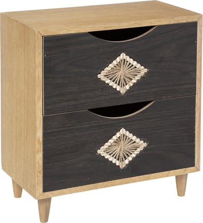 Atmosphera Bohemian Nachtkastje 2 lades - 25x13x27cm - Zwart/Beige