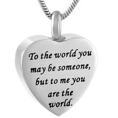 Aramat Jewels | Gedenkhangers | Stalen Ashanger Hart Always by My Side – Zilverkleurig 316L Gedenksieraad | To the world you may be someone but to me you are the world | |20mm | Staal | Volwassenen | Verkleurd niet