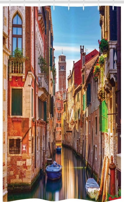 ABAKUHAUS Italiaans douchegordijn – 120x180 cm – zalmblauw – Venetiaanse kanaal