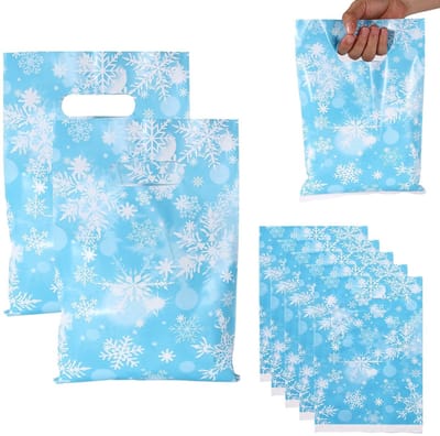 Dailygoods - 50 Stuks Sneeuwvlok Party Goodie Zakjes - Blauwe Cadeauzakjes voor Feestdecoratie