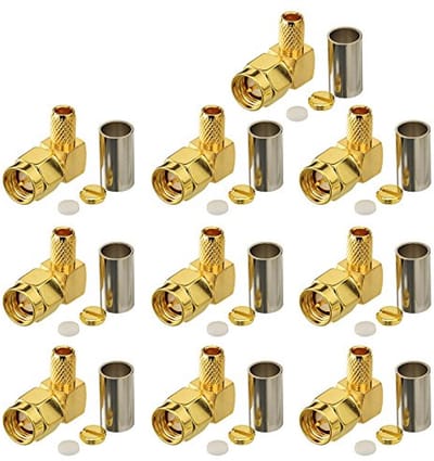 Haakse SMA Connector Male Crimp voor 4G Antenne en Wifi Antenne - 10 Stuks
