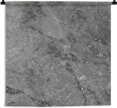 Wandkleed - Wanddoek - Marmer - Grijs - Wit - 90x90 cm - Wandtapijt