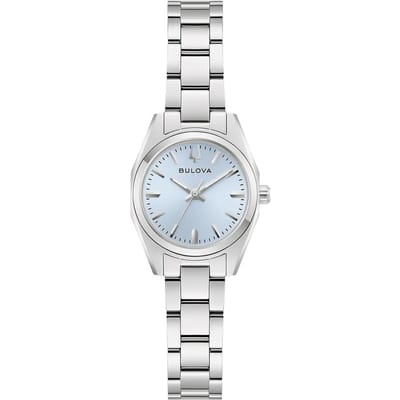 Bulova Surveyor Roestvrij Staal Lichtblauw Wijzerplaat Kwarts 96L345 Dameshorloge lichtblauwe kleur