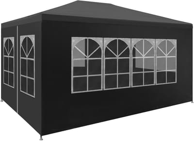 Tuinpaviljoen Partytent - Feesttent Overkapping - Buitenfeesten Organiseren - Waterdicht UV-bestendig - 3x4 m - Antracietgrijs