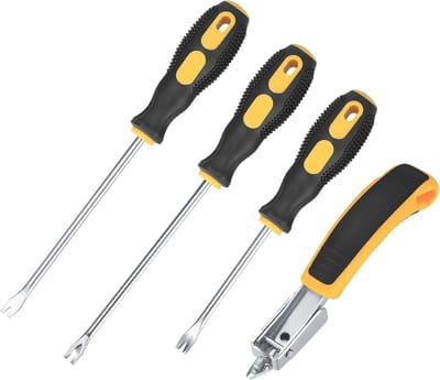 Klem- en nagelverwijderaar set - 4 stuks ergonomische gereedschappen voor bekledingsconstructie