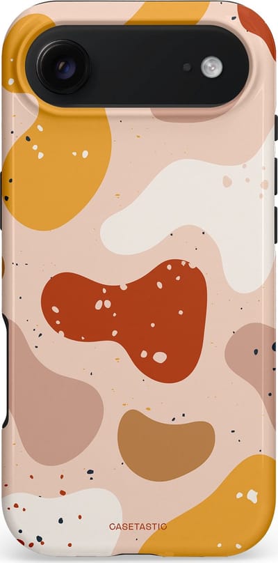Casetastic hoesje geschikt voor Apple iPhone Air - MagSafe - Dubbellaagse bescherming - Terrazzoque - Fashion Case - Zand Perzik Okergeel Lichtgrijs