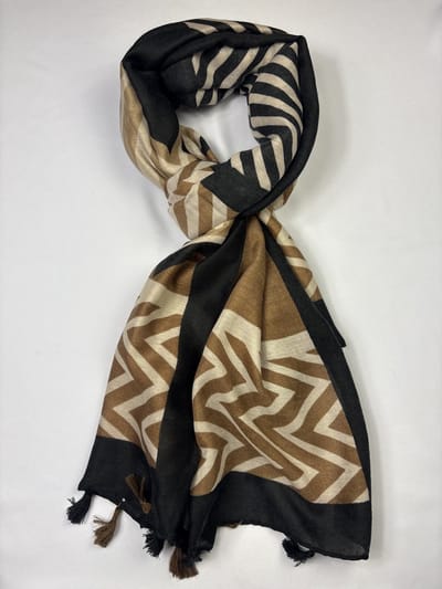 Vrolijke dames sjaal met strepen en franjes in 6 kleuren 50% katoen en 50% viscose