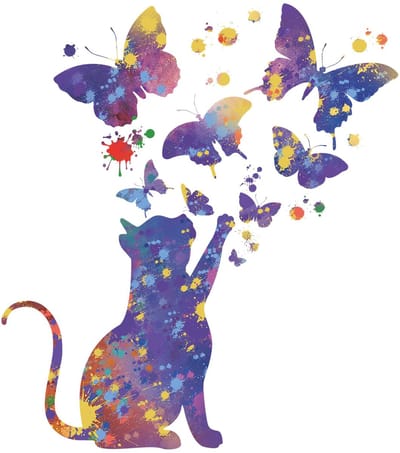 Dailygoods - Muursticker Kat Vlinder Muursticker Babykamer Muursticker Kat Vlinder Muursticker Muurdecoratie Voor Woonkamer Kinderkamer Slaapkamer Tv Achtergrond Hal Deur Raam Muur