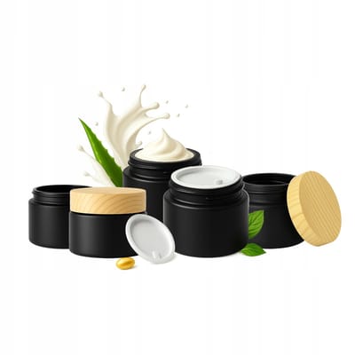 5x Zwarte Mat Glazen Potjes 50g voor Crème, Balsem, Cosmetica
