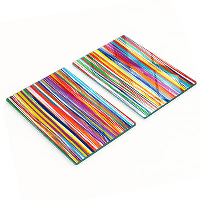 Glazen snijplanken voor in de keuken met grafische gekleurde strepen, 2x40x52 cm