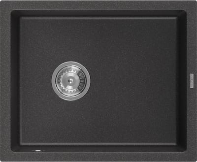 Mexen Pedro granieten spoelbak 1-komorig 560 x 460 , zwart gespikkeld, chromen sifon - 6508561000-76