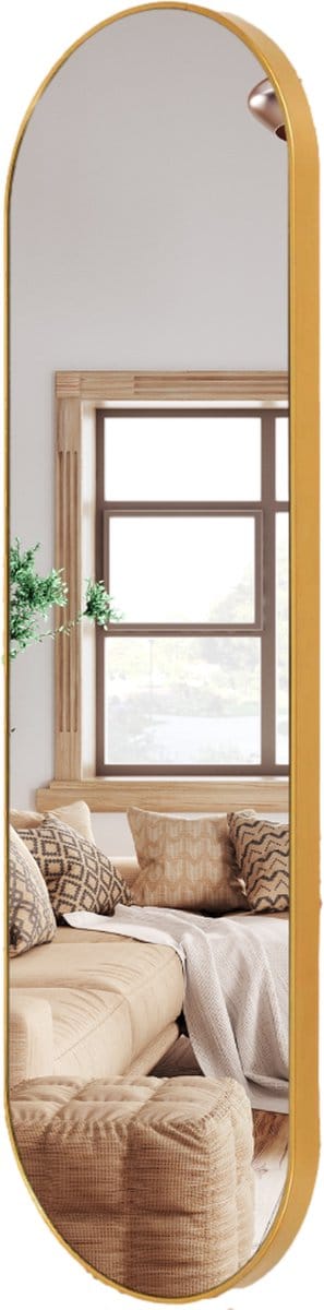MISOU Wandspiegel - Passpiegel - Hangspiegel - Ovaal - Goud - Spiegel - 100x30cm - Wanddecoratie - Miroir Mural - VELORA