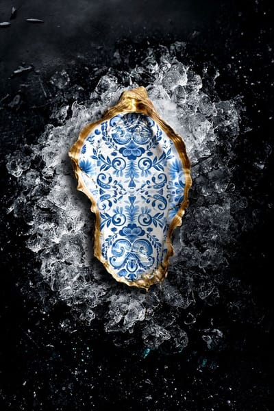 Golden Oyster - 90cm x 135cm - Fotokunst op akoestisch schilderij | Wanddecoratie
