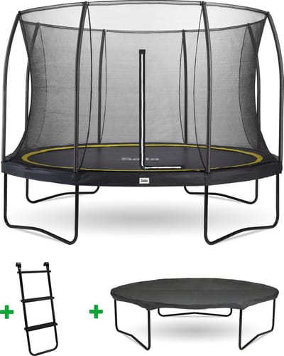 Salta Comfort Edition - ø 366 cm - Ronde trampoline met veiligheidsnet, ladder en afdekhoes - Zwart - Trampoline voor kinderen