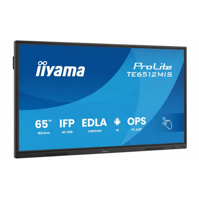 iiyama TE6512MIS-B4AG interactief flatpanel 165,1 cm (65") lcd-tv wifi 400 cd/m² 4K ultra HD zwart touchscreen Android-processor 24/7